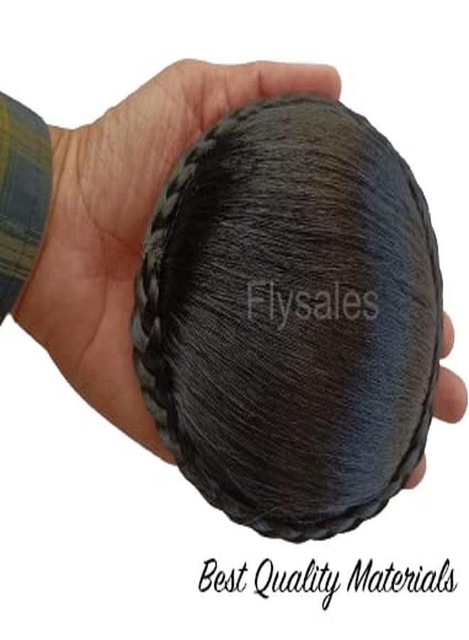 كعكة شعر صناعية من فلاي سيلز®، إكسسوارات شعر، وصلات شعر، شعر مستعار، كعكة شعر للنساء والفتيات، المقاس: متوسط (تقريبًا: 11 سم × 11 سم × 5 سم) (أسود) (التصميم 1) - Image 4