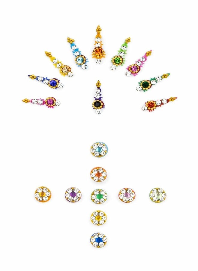 (Pack of 12) Medium + Small Stone Fancy bindies for Women,Girls for Wedding, Parties, Wedding dulhan Bindi Designs (Pack of 12) - Random Model - Image 4