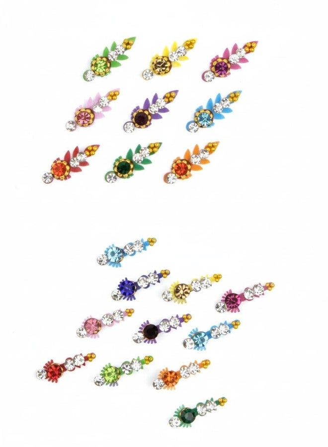 (Pack of 12) Medium + Small Stone Fancy bindies for Women,Girls for Wedding, Parties, Wedding dulhan Bindi Designs (Pack of 12) - Random Model - Image 2