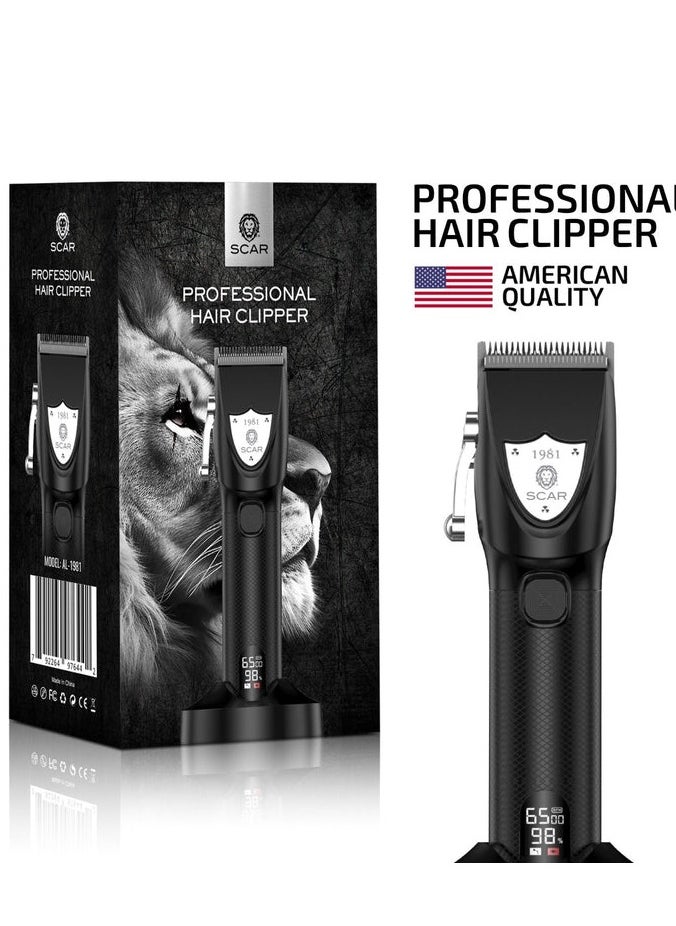 SCAR - Scar Hair Clipper Machine - 1981 Professional Heavy Duty Men's Hair Clippers American Edition Zero Gapped Cordless Hair Clipper Professional Haircut & Grooming Kit for Men Rechargeable LED Display - Image 1