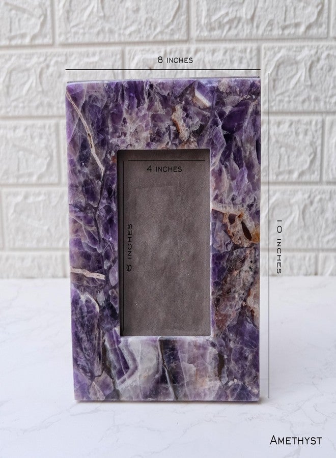 Pyramid Tatva Amethyst Crystal Photo Frame Natural Healing Stone Frame for Tabletop Display, Home & Office Décor Decorative Frame for Calmness, Mental Clarity, Positive Energy & Spiritual Décor (8 x 10 Inch) - Image 2