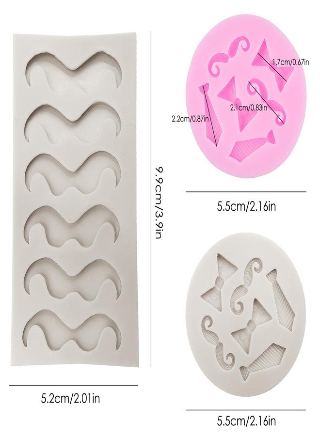 DLAND 5 Pcs Mini Bow Ties Beard Silicone Mold, Candy Chocolate Fondant Mold, Mini Mustache Tie Bow Cake Beard Pop Molds - Image 4