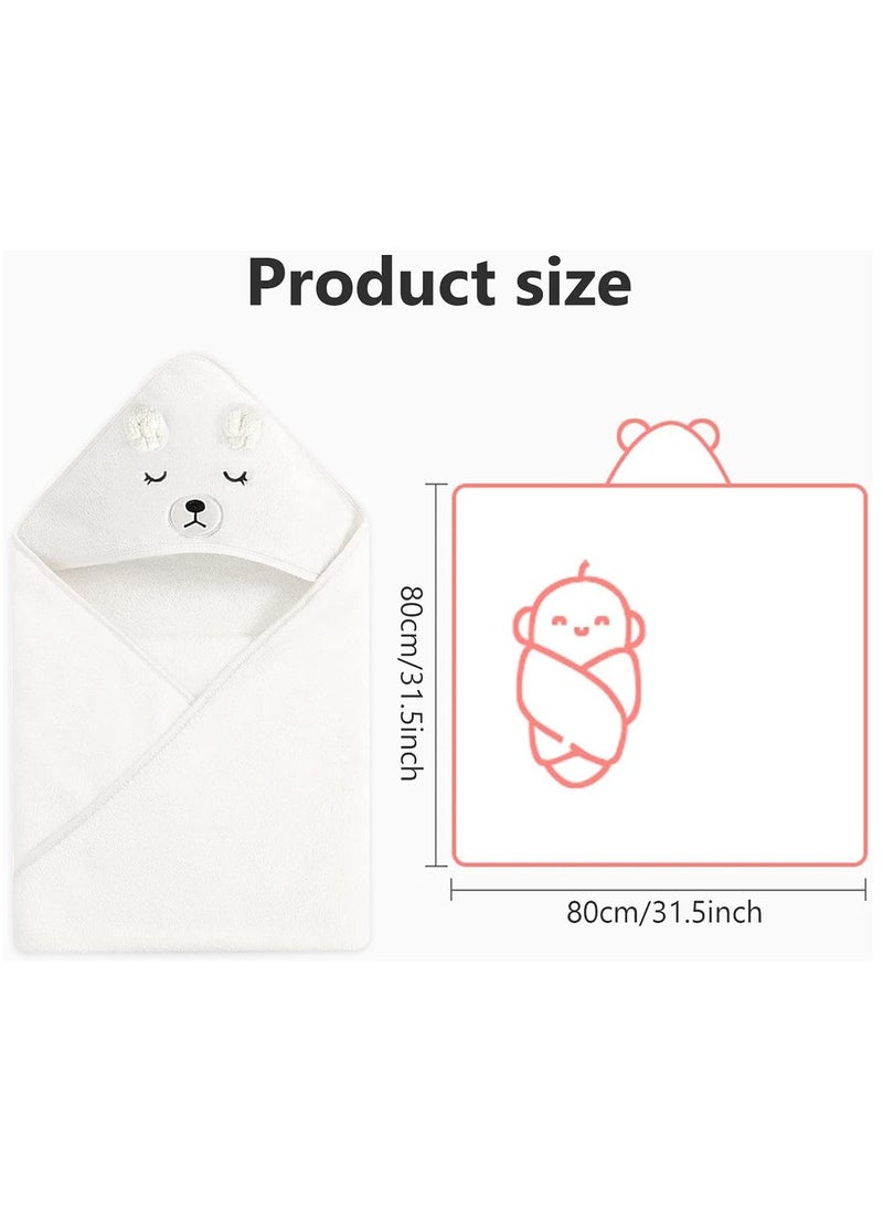 RATSAW Baby Bath Blanket Hooded Baby Towel 80x80cm Large Baby Bath Towel Absorbent Soft Baby Bath Blanket Cute Cartoon Animal Baby Towel for Boy Girl Baby Grey  - Image 3