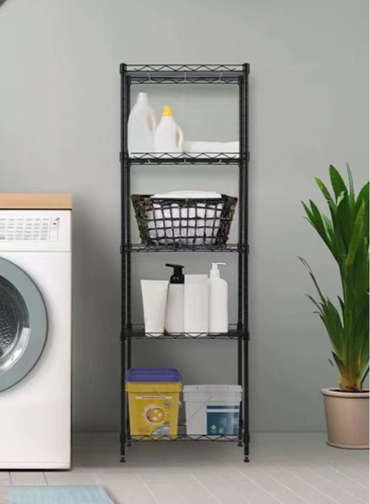 Kutis 4-Tiers Carbon Steel Shelf Shelving Storage Unit Rack Storage Organizer Black 55x30x150 cm  - Image 1