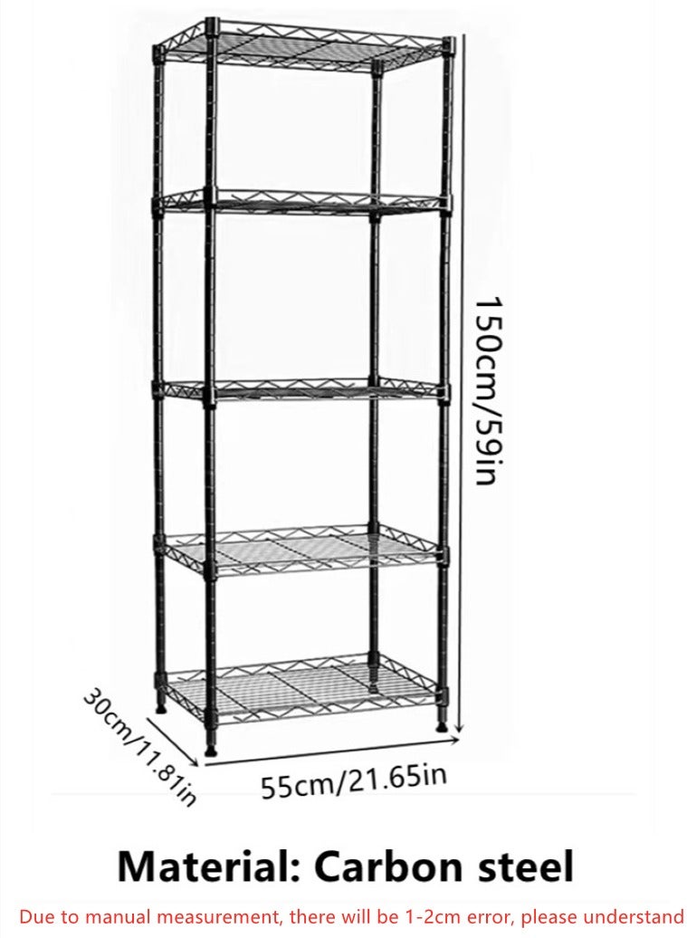 Kutis 4-Tiers Carbon Steel Shelf Shelving Storage Unit Rack Storage Organizer Black 55x30x150 cm  - Image 5