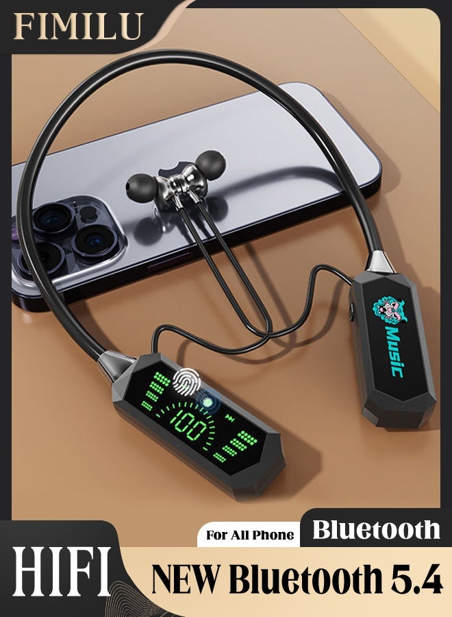 Wireless Bluetooth Neckband Headphones with Mic Noise Cancelling - Earbuds Power Display Earphones 24H Battery Life Earpods Headset for Clear Calls & Audio headphone Gaming Gym Travel Ear Buds for Huawei Samsung Honor Xiaomi Android Apple