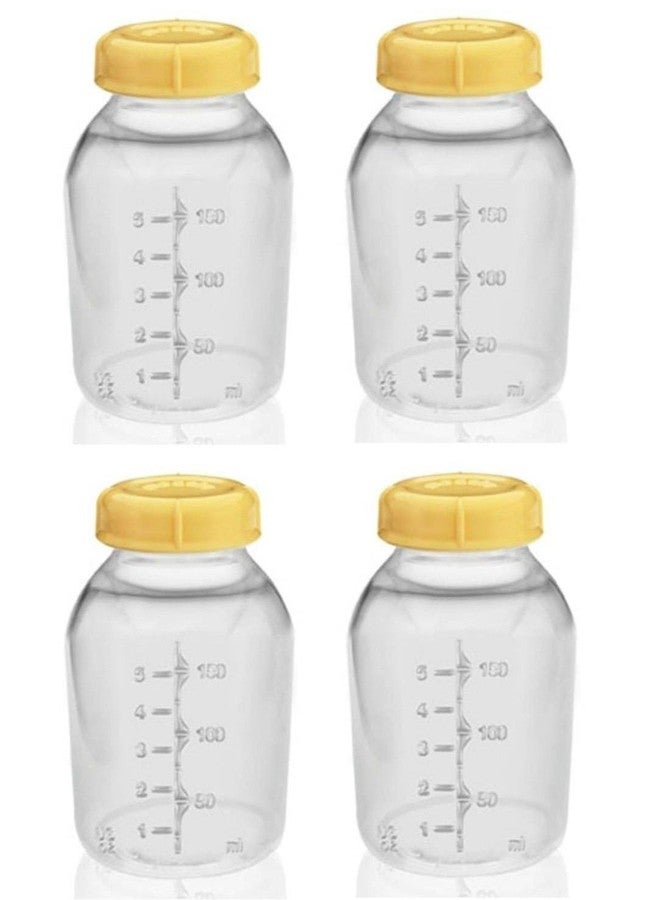 Medela Breast Milk Collection Storage Feeding Bottle w/Lid 5 Oz/ 150 Ml X4-4 Pack Bottles & 4 Lids