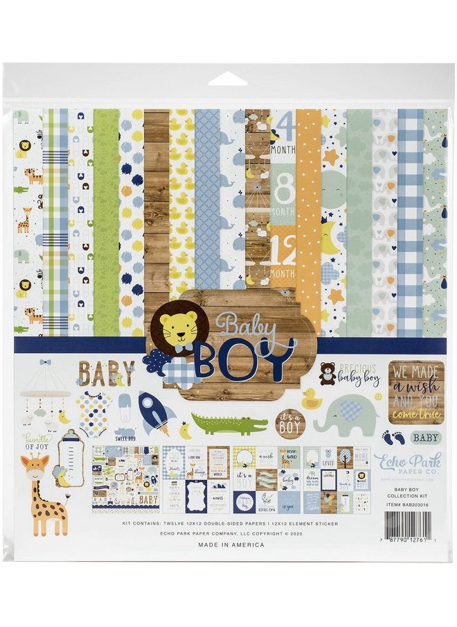 Echo Park Paper Company - Echo Park Paper Company Baby Boy Collection Kit paper, blue, green, mint, yellow 12-x-12-Inch - Image 1