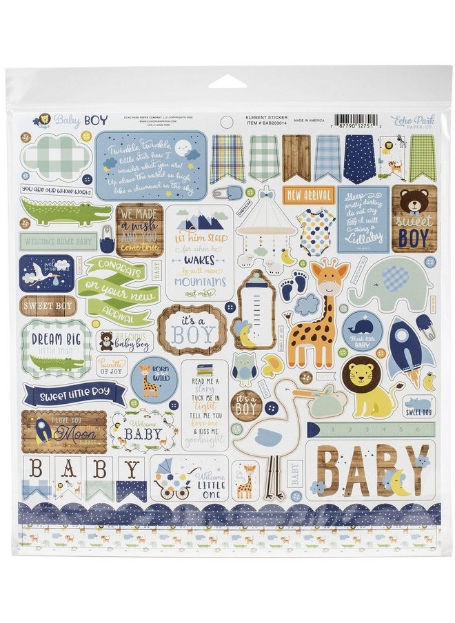 Echo Park Paper Company - Echo Park Paper Company Baby Boy Collection Kit paper, blue, green, mint, yellow 12-x-12-Inch - Image 1