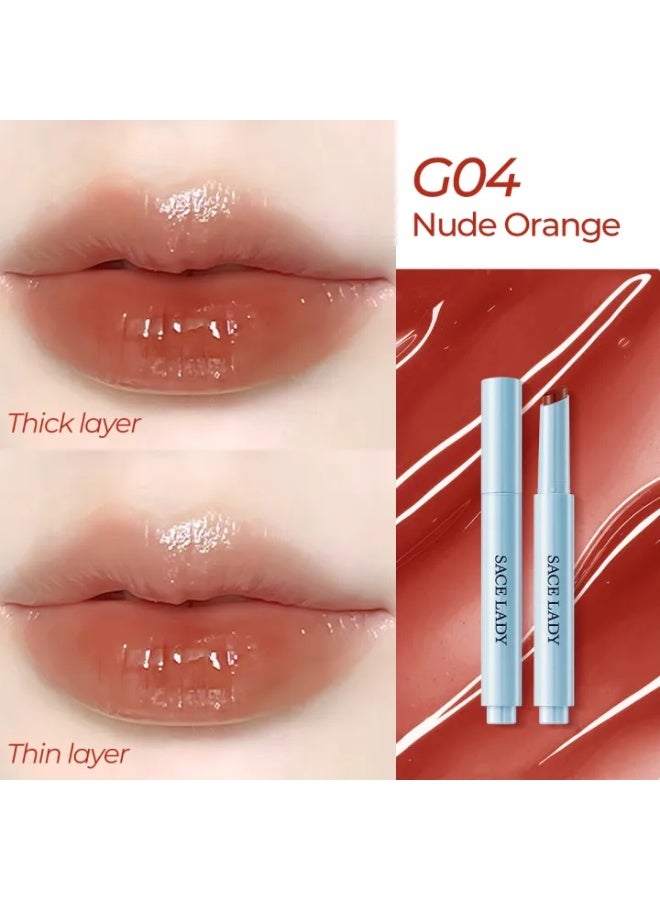 SACE LADY Glasting Gloss Lipstick – Moisturizing High-Shine Lip Gloss Balm (G04 Nude Orange) - Image 1