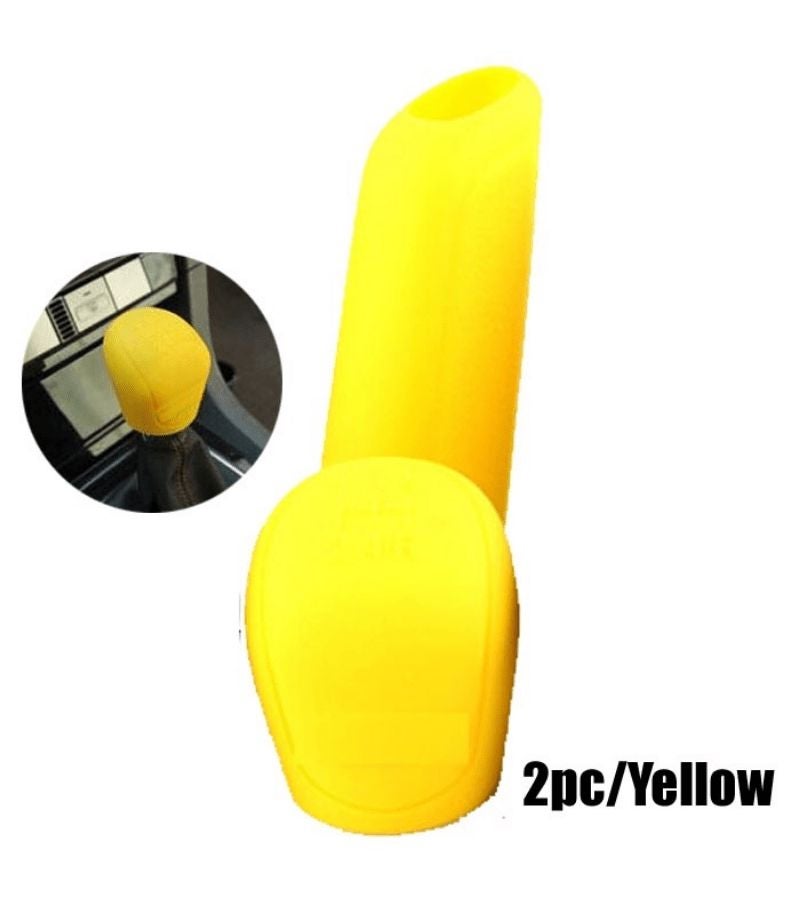 Yellow Two Piece Gear Knob and Handbrake Cover Set for Focus 2/3 Fiesta Kuga 2 Ecosport with Shift Lever Sleeves - Image 1