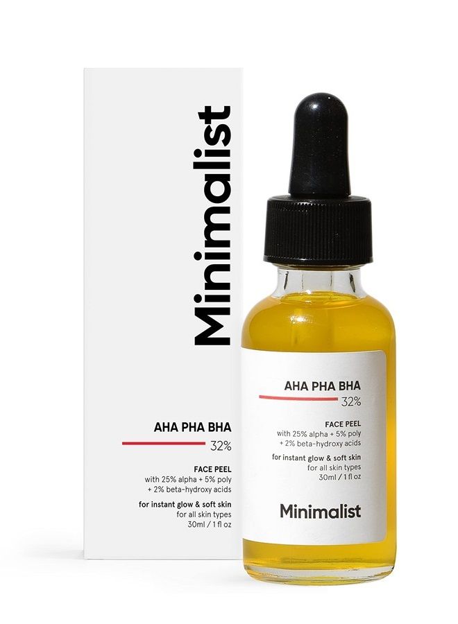 MINIMALIST محلول تقشير AHA 25% + PHA 5% + BHA 2% لبشرة متوهجة وملمس ناعم وتنظيف المسام | مقشر أو مقشر للوجه في عطلة نهاية الأسبوع | 30 مل