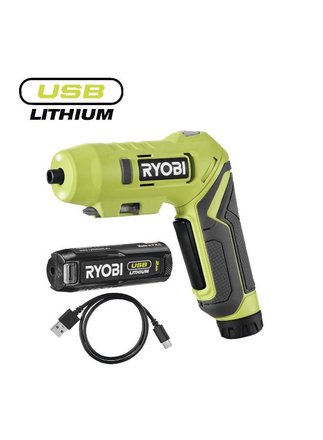 RYOBI Tools Ryobi 4V Usb Lithium Cordless Pivoting Screwdriver with 1X4V 2.0 Battery - Image 1