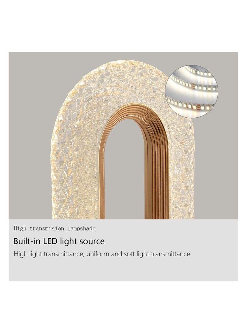مصباح طاولة LED كريستالي فاخر بسطوع قابل للتعديل وتغيير اللون والتحكم باللمس مع قاعدة، ذهبي - Image 2