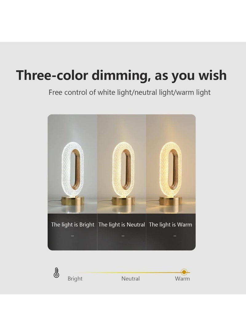 مصباح طاولة LED كريستالي فاخر بسطوع قابل للتعديل وتغيير اللون والتحكم باللمس مع قاعدة، ذهبي - Image 3