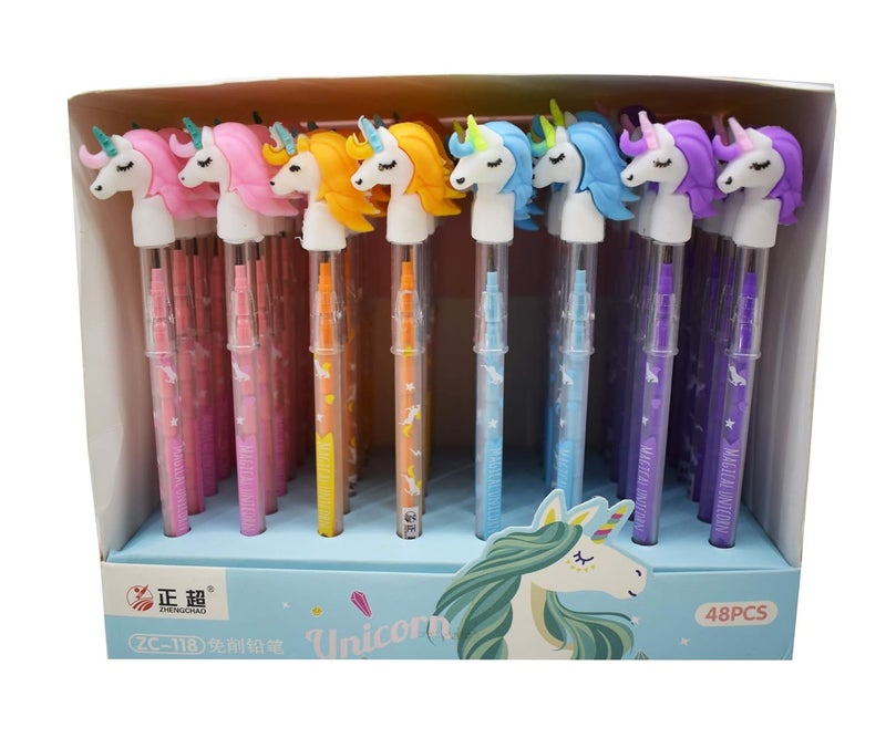 Asera Unicorn Fancy Pencils Push Pencils Black ink color for kids Birthday Return Gifts Party Favors Take away Gifts (Pack of 24) - Image 1