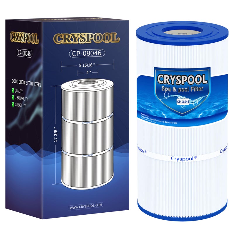 Cryspool 08046 Filter Compatible with Hayward C900 CX900RE C900 PA90 PosiClear PXC95 C8409 UltralB6 PPB6 FC1292 90 Sq Ft Pool Filter Cartridge 1 Pack