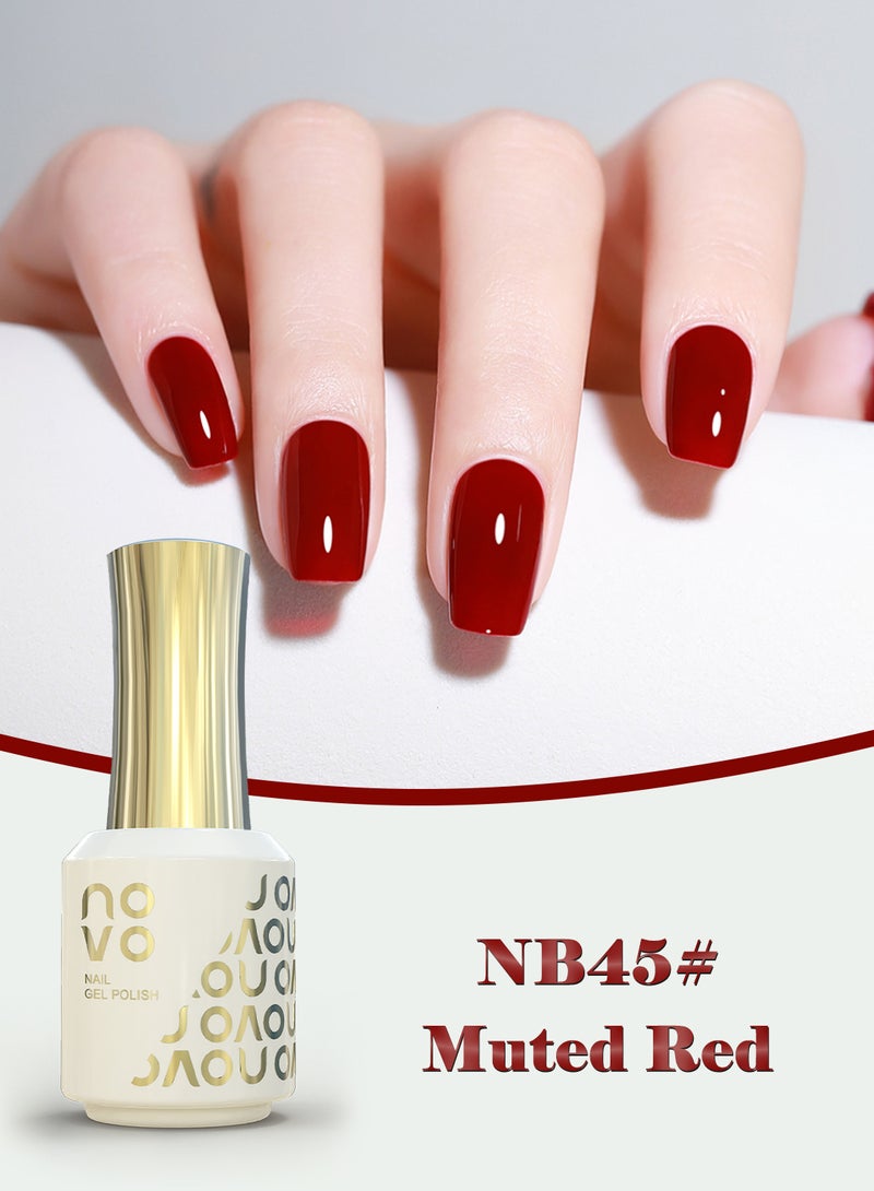 Novo Rubber Base Gel, 2 in 1 Gel Nail Polish Soak Off UV LED Nail Lamp, Nail Art Design for Women 12ml NB45# Muted Red - Image 2