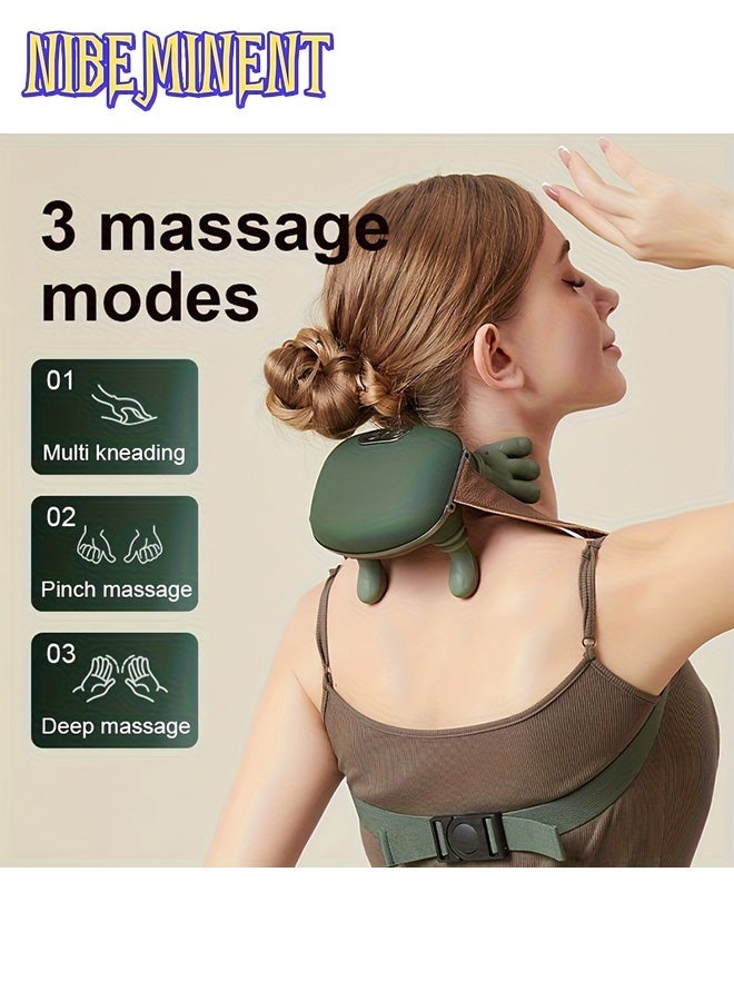 NIBEMINENT New Biomimetic Heated Massager, Portable Acupressure Neck and Back Massager, Electric Deep Tissue 4d Kneading Massage, Simulated Human Hand Design, Relieves Pain and Relaxes Muscles (Green). - Image 1