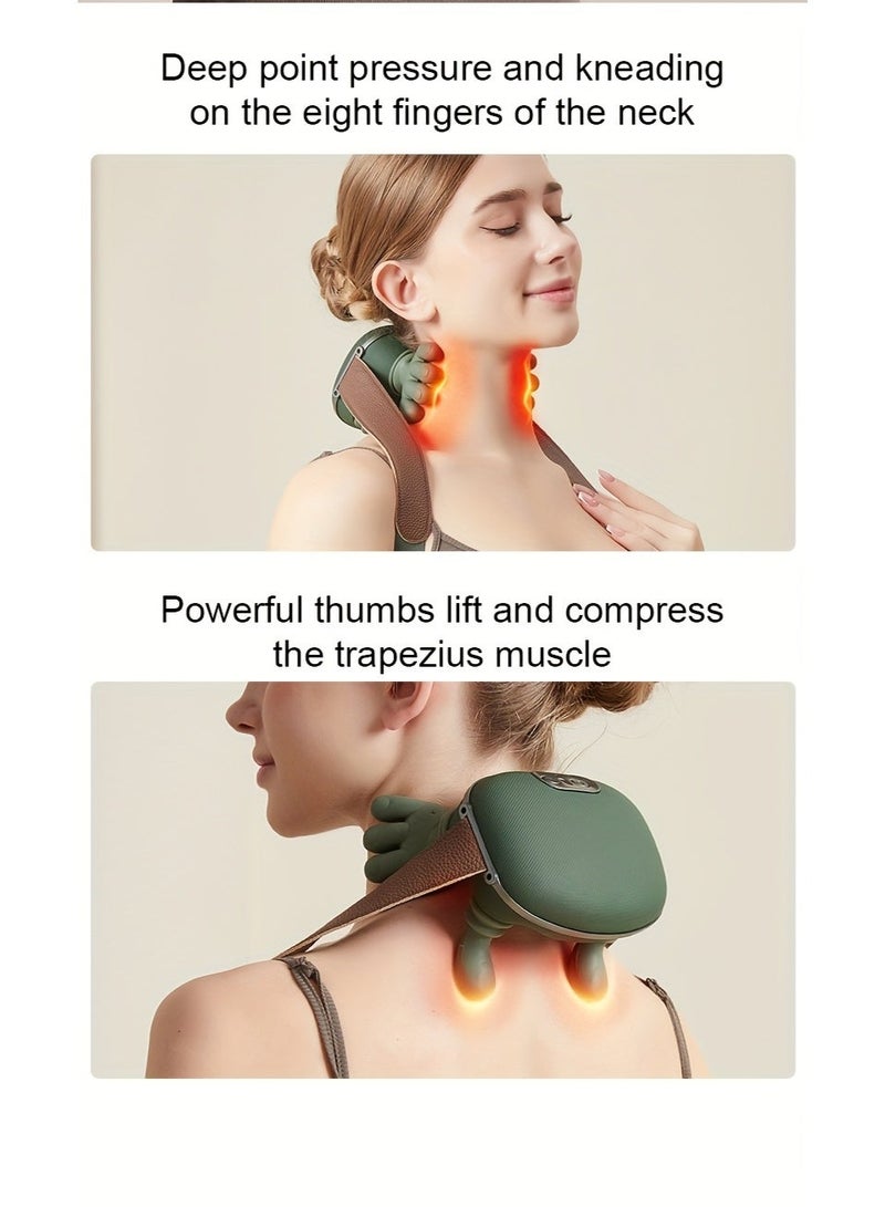 NIBEMINENT New Biomimetic Heated Massager, Portable Acupressure Neck and Back Massager, Electric Deep Tissue 4d Kneading Massage, Simulated Human Hand Design, Relieves Pain and Relaxes Muscles (Green). - Image 4