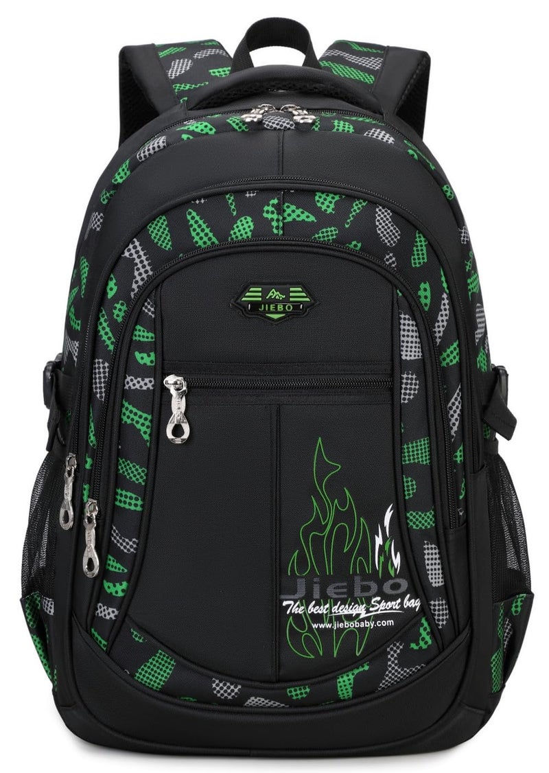 BABUN Backpacks for Boys Elementary Middle School Bags Kids Heavy Duty Durable Teenage Student Sturdy Bookbag Travel Waterproof 18in (B-Green) - Image 1