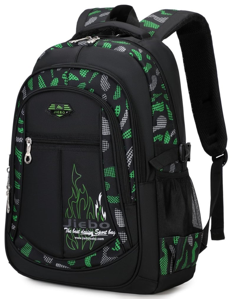 BABUN Backpacks for Boys Elementary Middle School Bags Kids Heavy Duty Durable Teenage Student Sturdy Bookbag Travel Waterproof 18in (B-Green) - Image 3