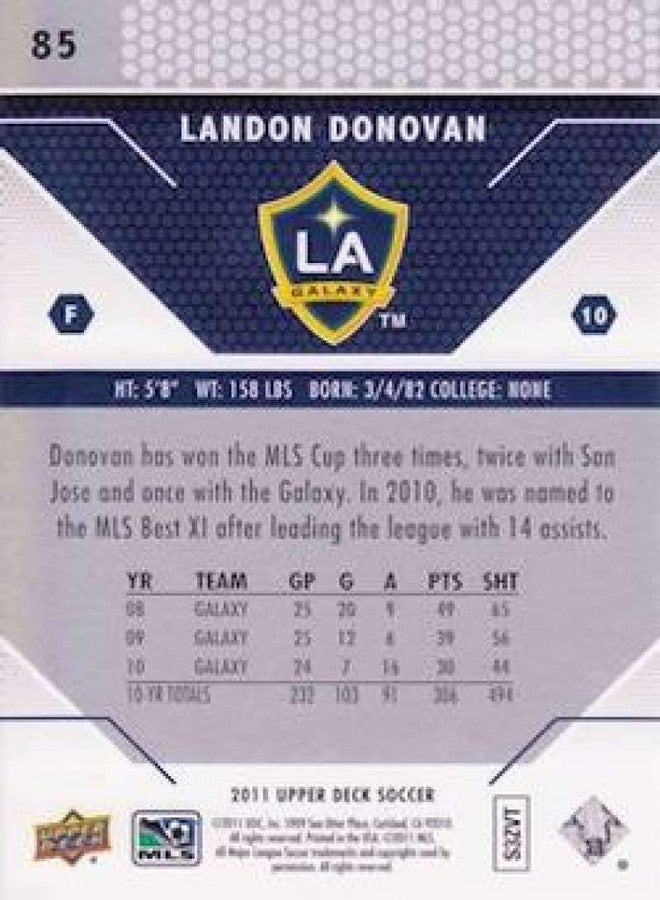 Upper Deck 2011 Upper Deck MLS Soccer #85 Landon Donovan Los Angeles Galaxy Official Major League Soccer Trading Card From UD - Image 2