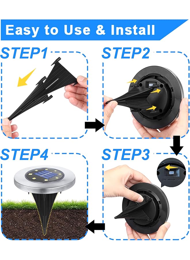 erorex Solar Ground Lights Waterproof Solar Garden Lights Upgraded Outdoor Garden Waterproof Bright In Ground Lights Landscape Lights For Pathway Yard Deck Lawn Patio Walkway 12 Pack Warm Light - Image 5