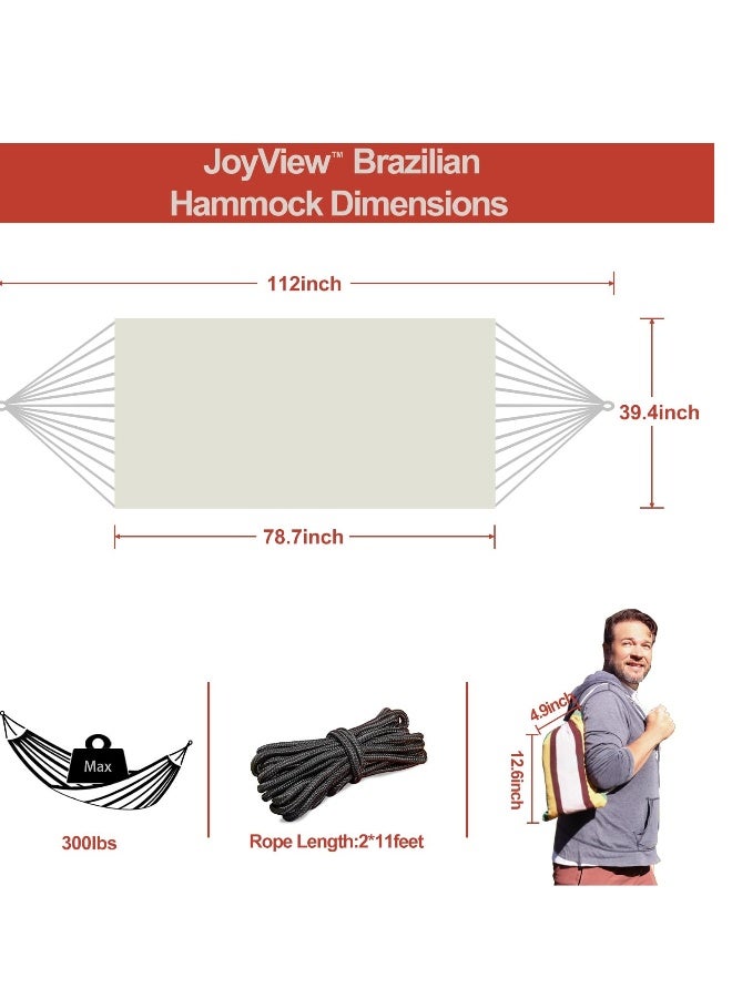 Generic Camping Hammock Single Person Portable with Hanging Ropes Carry Bag Large Cotton for Patio 300LBS Capacity Perfect for Porch Yard Bedroom Travel, Beach, Backyard  - Image 2