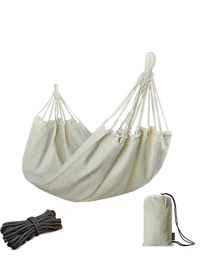 Generic Camping Hammock Single Person Portable with Hanging Ropes Carry Bag Large Cotton for Patio 300LBS Capacity Perfect for Porch Yard Bedroom Travel, Beach, Backyard  - Image 1