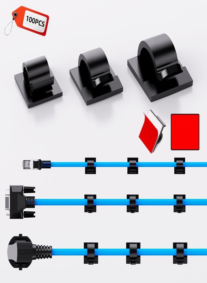 ITUGOU 100 PCS Adhesive Cable Clips Cord Organizer (Small, Medium,Large),Wire Holder for Cable Management, Outdoor Light Clips Light Hooks for LED String,Car Dash Cam, Extension Cord (Black) - Image 4