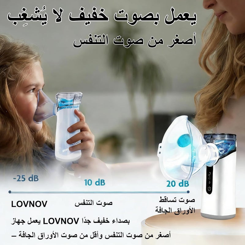 LOVNOV Portable Mesh Nebulizer Machine for Adults & Kids, Ultra-Quiet Ultrasonic Nebulizer with Automatic Cleaning, Home & Travel Use - Image 4