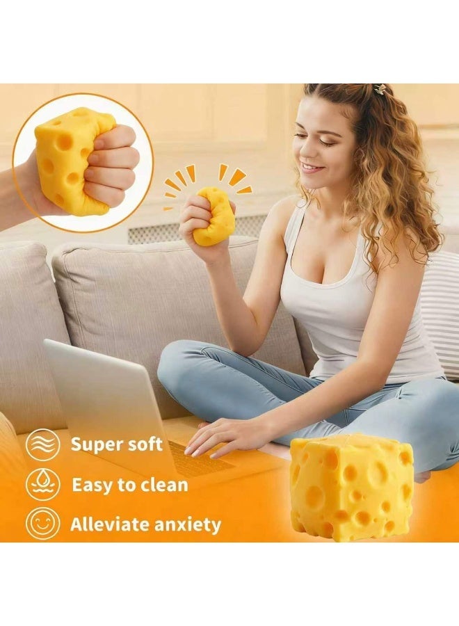 Nicor Yellow Cheeses Squeeze Slow Rebound Shapeable Venting Ball ,   Soft Simulation Food Squeeze Toy, Cute Desk Decor, Birthday Gift for Girls Boys, Office Classroom Fidget Pack - Image 5