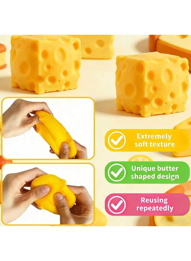 Nicor Yellow Cheeses Squeeze Slow Rebound Shapeable Venting Ball ,   Soft Simulation Food Squeeze Toy, Cute Desk Decor, Birthday Gift for Girls Boys, Office Classroom Fidget Pack - Image 2