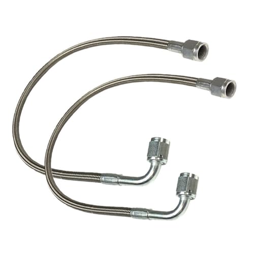 UCCKEYI 2pcs 3 AN 12 Stainless Braided TFE Brake Line Straight x 90 3 Brake Hose - Image 1