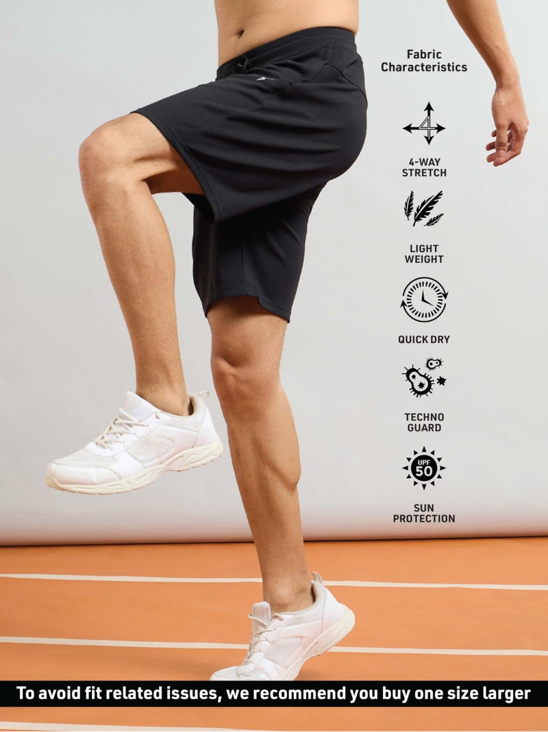 TECHNOSPORT Men's Slim Fit Casual Shorts for Gym, Workout & Sports - (P774BLK_Black_M) - Image 5