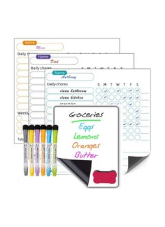 Magnetic Dry Erase Whiteboard for Fridge, Magnet Flexible Daily Message Stickers, Included 3 Calendar, 1 to-Do List, 6 Markers and Eraser, Easy to Write Clean