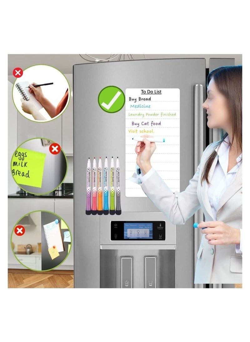 Y&D - Magnetic Dry Erase Whiteboard for Fridge, Magnet Flexible Daily Message Stickers, Included 3 Calendar, 1 to-Do List, 6 Markers and Eraser, Easy to Write Clean - Image 1