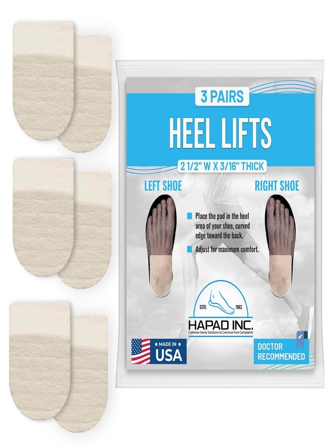 HAPAD Heel Lifts for Women & Men, 3/16" Height, 2 1/2" Width (Pack of 3) - Supportive, Breathable Shoe Heel Inserts, Pads - Shoe Lifts for Uneven Legs, Length Discrepancy, Achilles Tendonitis, Heel - Image 1