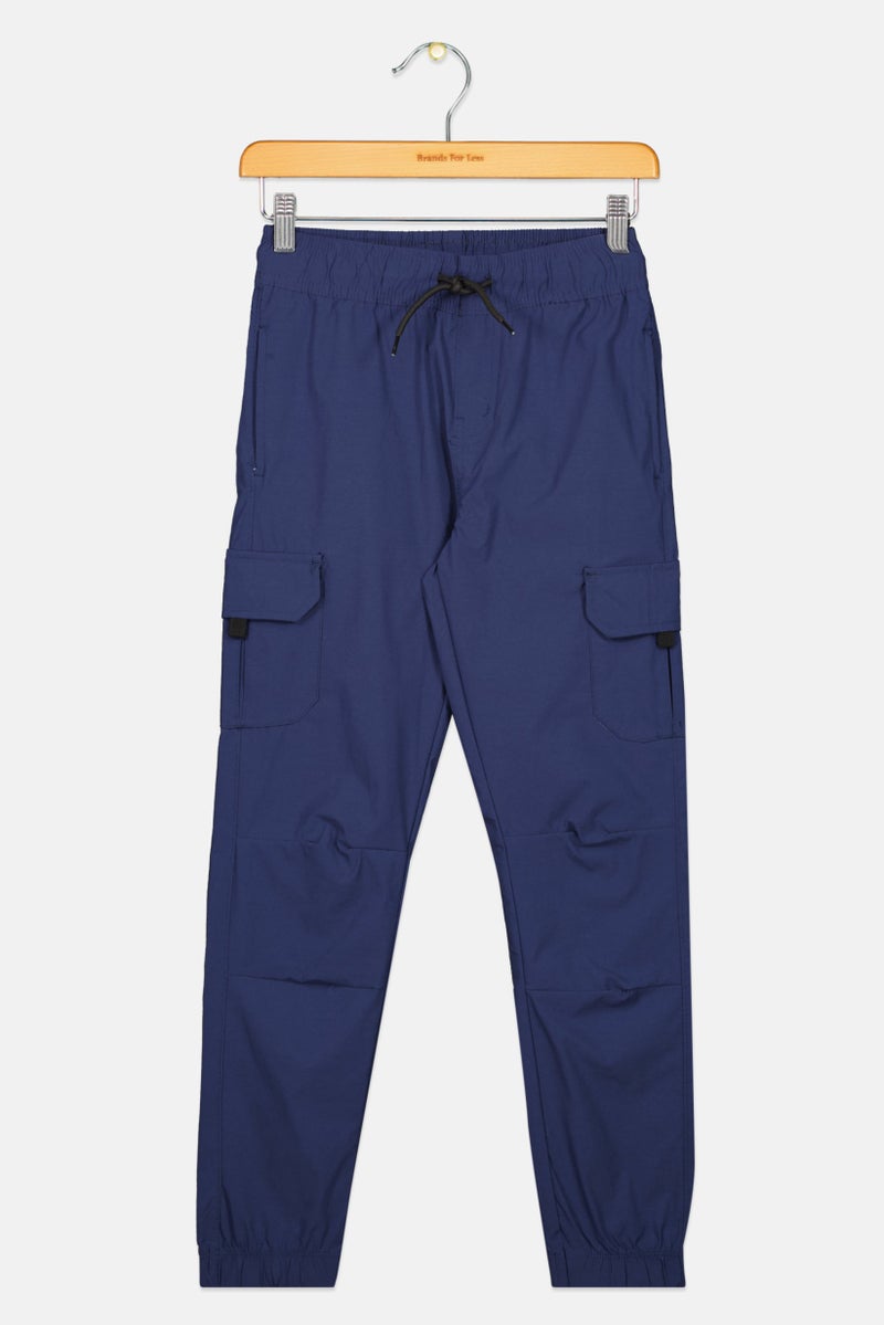 Tony Hawk Kids Boy Plain Drawstring Cargo Pants, Navy  - Image 1