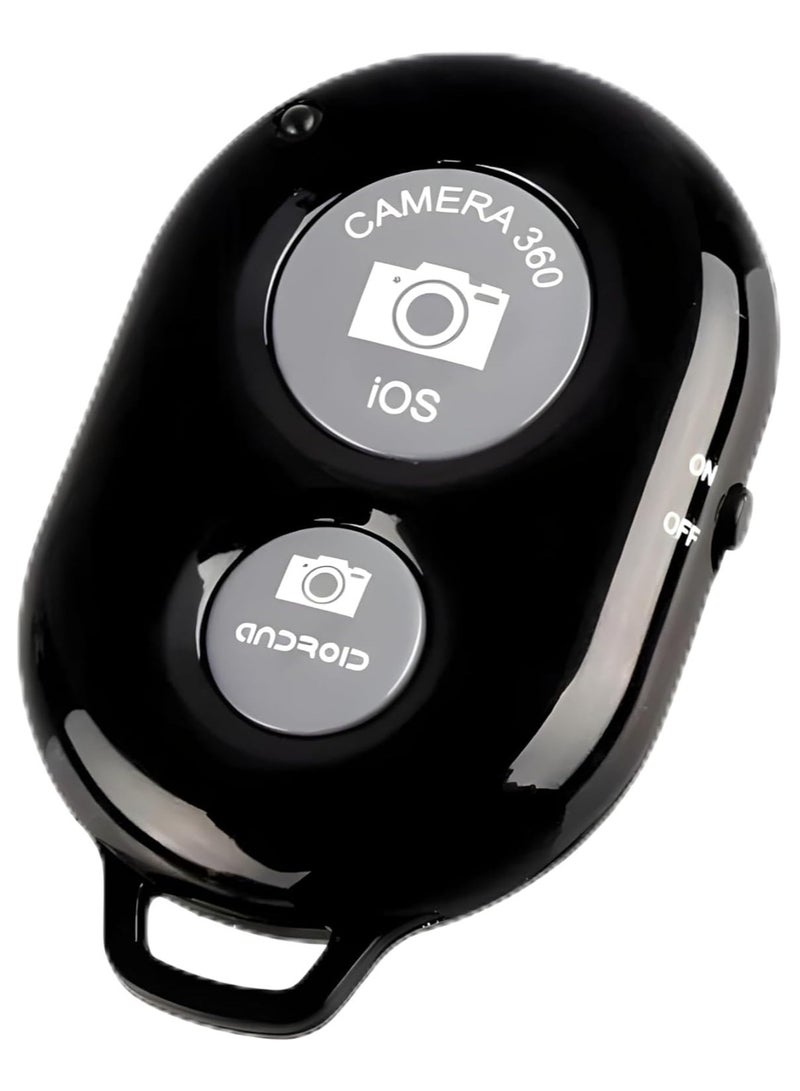 Bluetooth Wireless Remote Shutter Control for Selfie Stick – Compatible with iOS & Android Smartphones and Tablets, 2-Click Button (Black) - Image 1