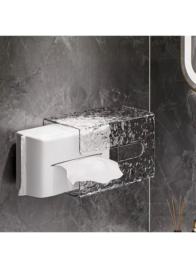 1 قطعة حامل علبة المناديل الفاخر على شكل حرف U بتصميم تموجات مياه الجليد المثبت على الحائط بدون حفر - Image 5