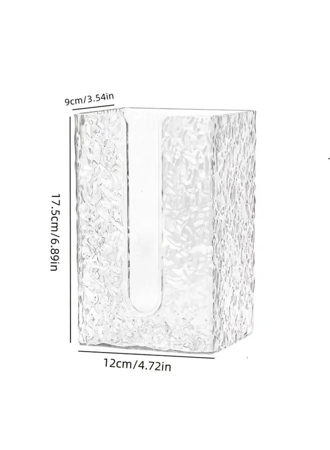 1 قطعة حامل علبة المناديل الفاخر على شكل حرف U بتصميم تموجات مياه الجليد المثبت على الحائط بدون حفر - Image 4