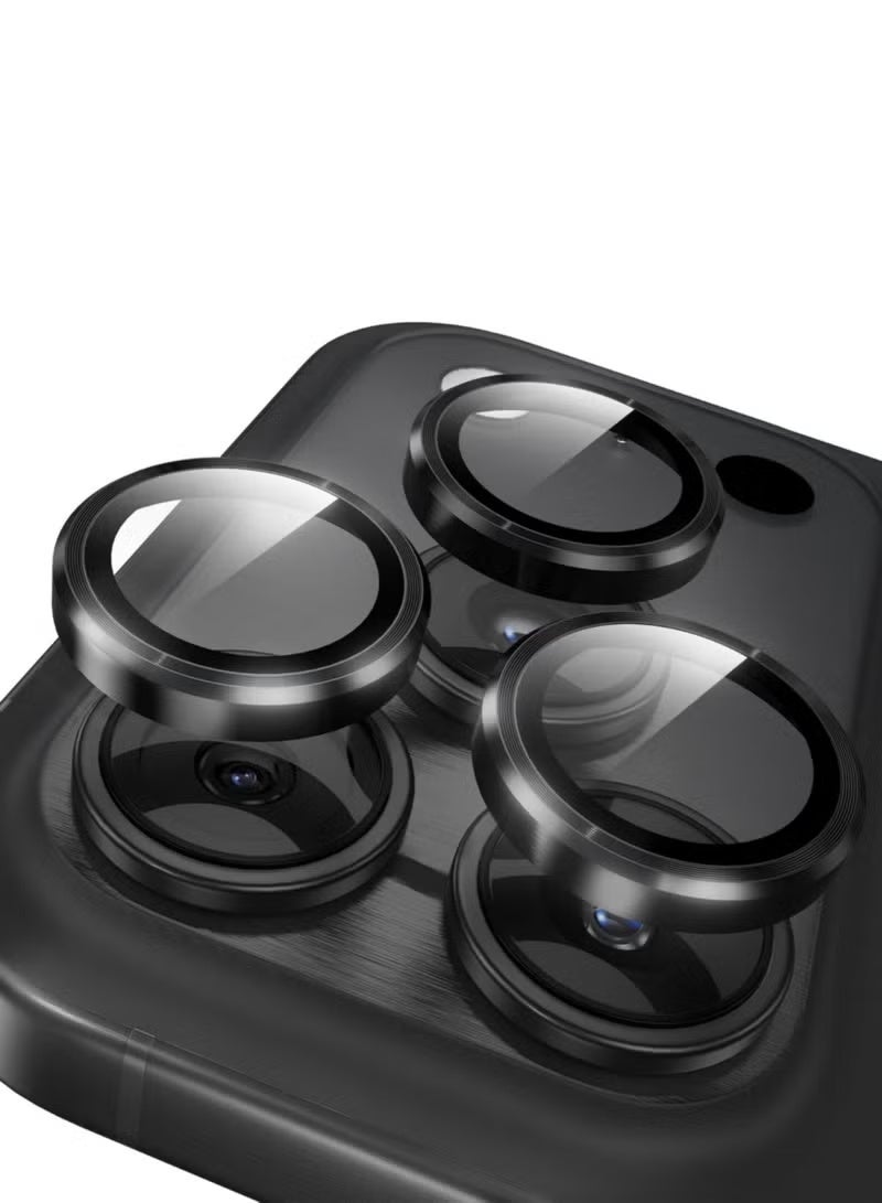 واقي عدسة الكاميرا لهاتف iPhone 17 Pro Max / 17 Pro - زجاج مقوى عالي الدقة، مقاوم للخدش، أغطية فردية رفيعة للغاية (أسود) - Image 1