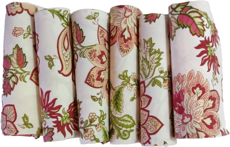 GURU JEE Dinner Table Napkins Set of 6  Floral Table Napkins Cloth 18x18 Inch 100 Cotton Printed Cloth Napkins  Washable Soft Cotton Napkin Multi_Color - Image 4