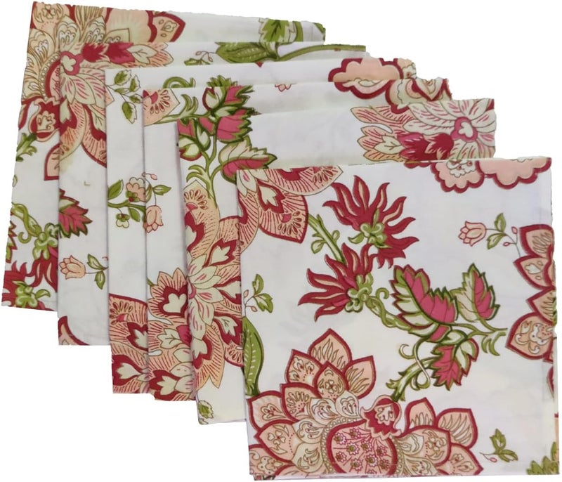 GURU JEE Dinner Table Napkins Set of 6  Floral Table Napkins Cloth 18x18 Inch 100 Cotton Printed Cloth Napkins  Washable Soft Cotton Napkin Multi_Color - Image 1