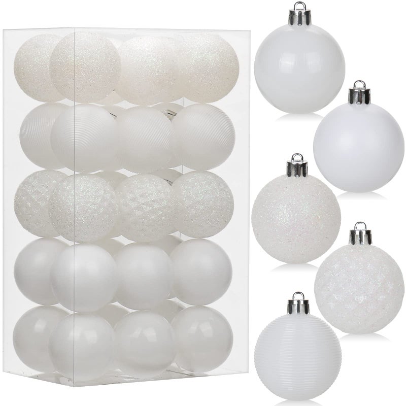 30PCS 2 Christmas Ball Ornaments Shatterproof Pearl White Christmas Tree Decorations Xmas Tree Balls Halloween Ornaments Dcor