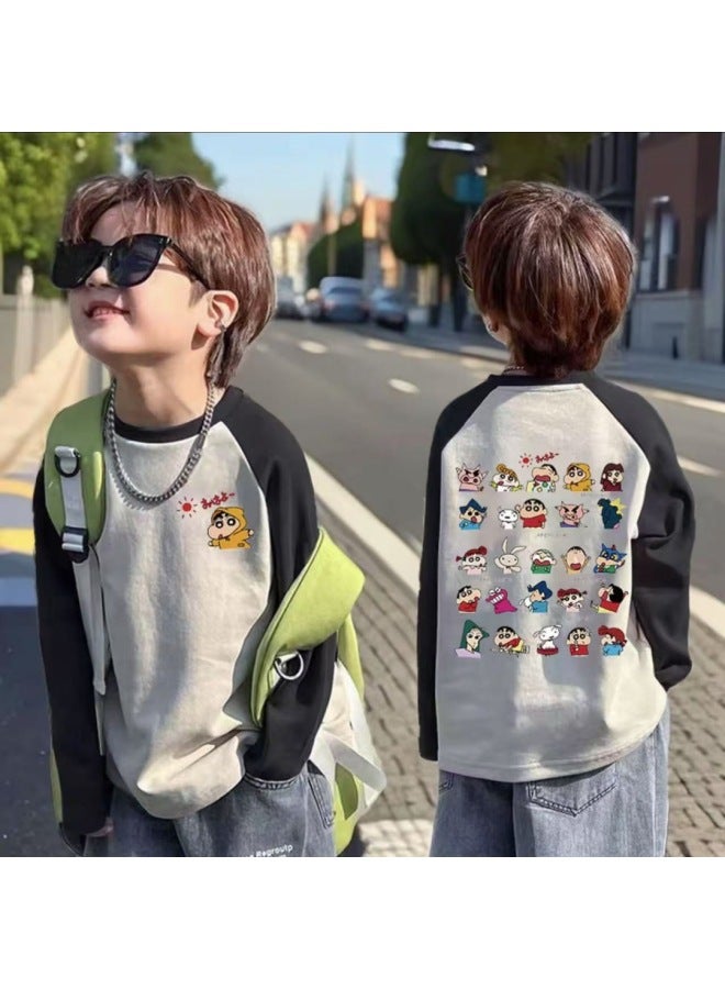 Pure Cotton Kidsren's Spring & Fall Long-sleeved T-shirts Autum New Boys' Casual Bottoming Shirts Girls' Baby Fashionable Tops