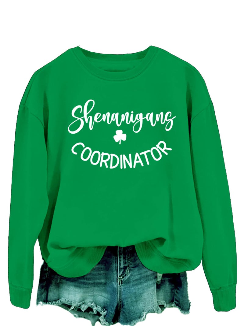 BUNDMAN St Patricks Day Sweatshirt Women Shenanigans Coordinator Shirt St Patrick'S Day Funny Gift Long Sleeve Sweatshirt - Image 2