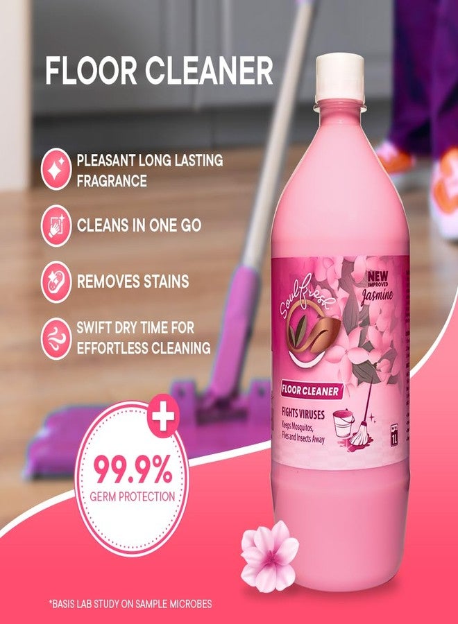 Soulfresh Perfumed Floor Cleaner liquid Jasmine scent white Phenyl 1 Ltr each (Pack of 2)| Removes Dirt, Odour, Keeps Mosquitos, Flies & Insects Away - Image 2